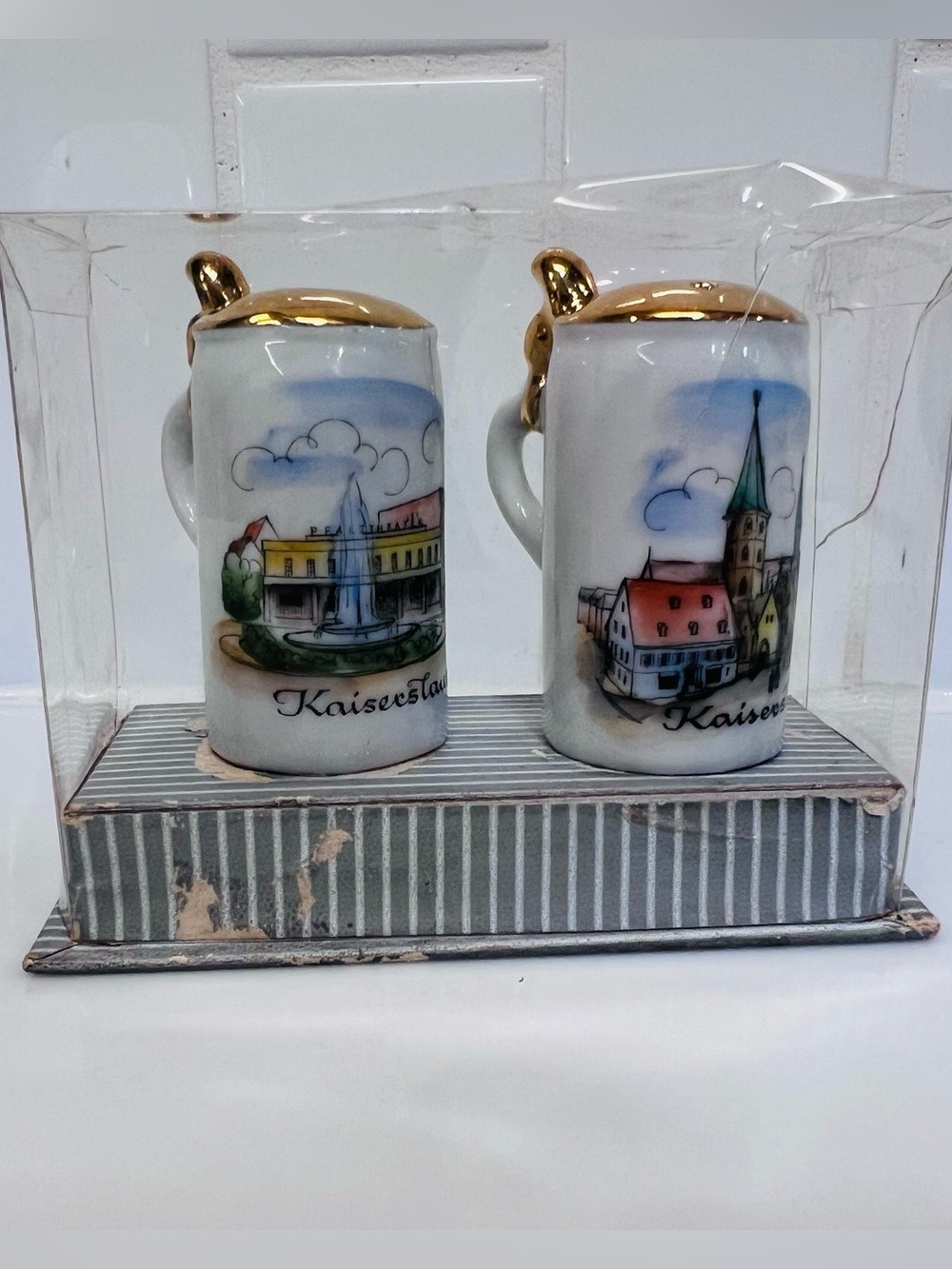 Vintage Miniature Stein Salt N Pepper Shakers Kaiserslautern Germany